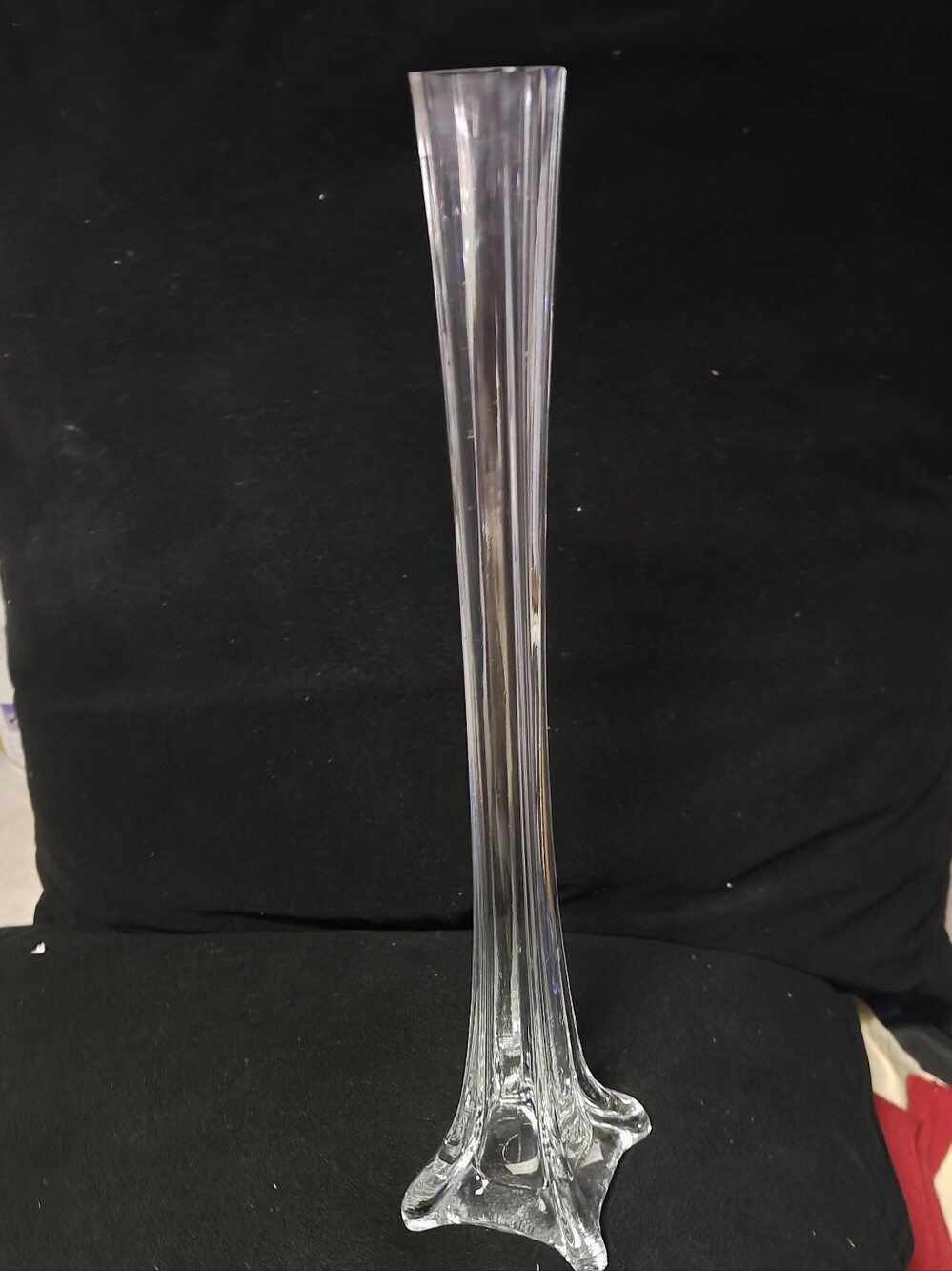 Vintage 20" Eiffel Tower Clear Glass Bud Vase by